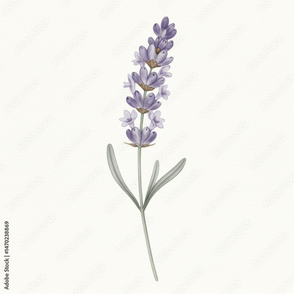 Fototapeta premium Watercolor Lavender Flower Illustration