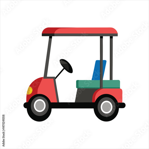 Golf Cart Vector Icon Isolated on White