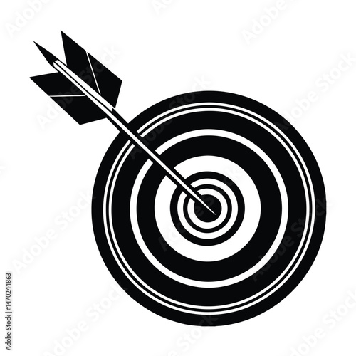 arrow hitting target bullseye vector art silhouette
