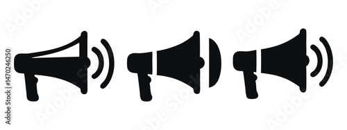 Flat Design Speaker Icon Collection for Web & App UI, Sound Symbols, On White Background
