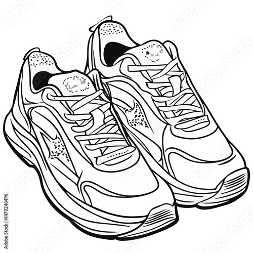 Vector Illustration Of Sporty Shoes With Laces Isolated On White Background