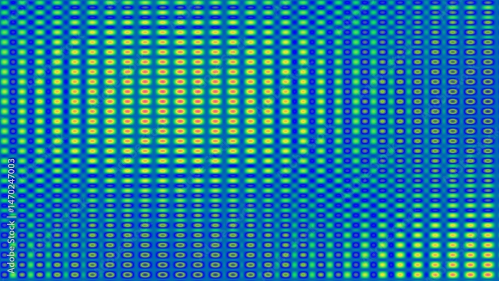 Abstract blue, green, and yellow grid pattern with varying intensity and blurred edges Abstract blue, green, and yellow grid pattern with varying intensity and blurred edges