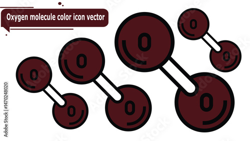  Oxygen molecule color icon vector