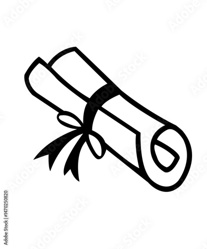 black and white diploma scroll with ribbon clip art preview