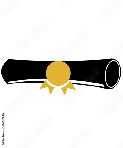 Graduation diploma clip art design on plain white transparent isolated background for card, shirt, hoodie, sweatshirt, apparel, tag, mug, icon, poster or badge