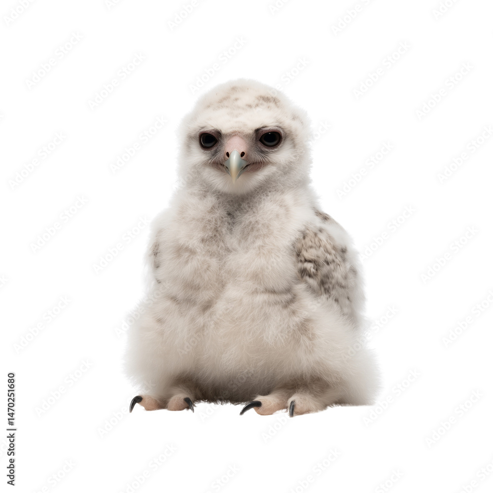 Obraz premium Fluffy white owl wildlife sanctuary image with transparent background natural habitat close-up adorable creature