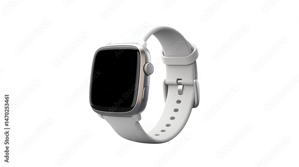 Sleek White Smartwatch with Silver Bezel Modern Technology Wrist Accessory Sleek White Smartwatch with Silver Bezel Modern Technology Wrist Accessory