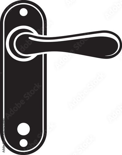 Door Handle Silhouette Vector | Sharp Black Vector Art Illustration for Architecture Icon