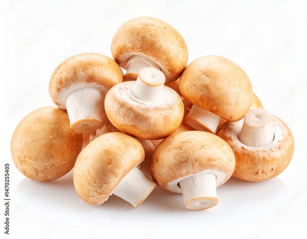 Pile of mushrooms over white background Pile of mushrooms over white background
