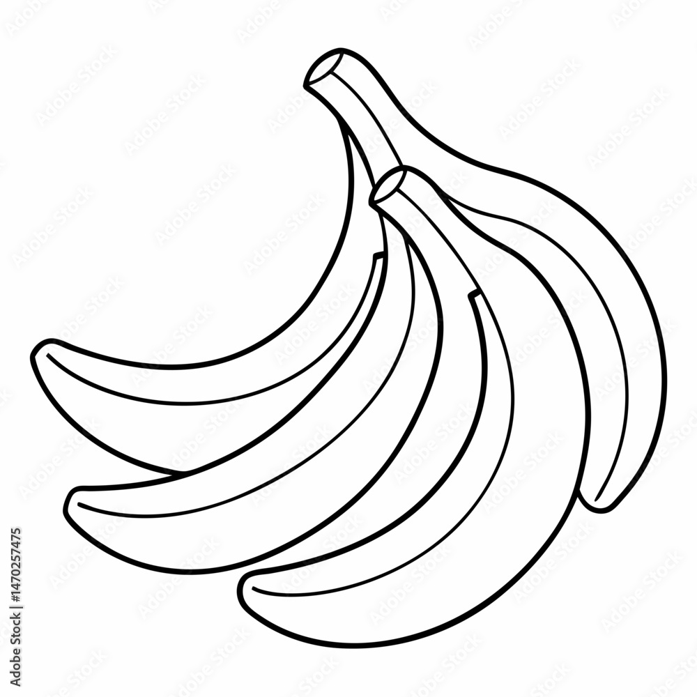 Banana Bunch: Various Bananas Outline Coloring Page Banana Bunch: Various Bananas Outline Coloring Page