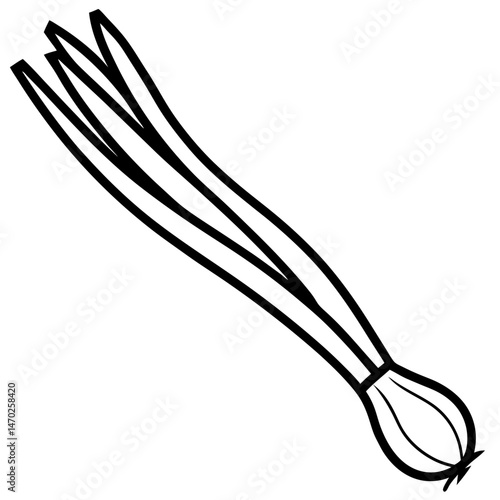 Green Onion line art vector