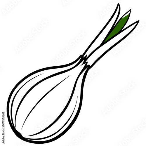 Green Onion line art vector