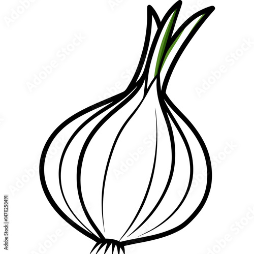 Green Onion line art vector