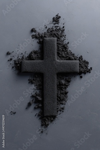 Obraz na płótnie Penitential ashes cross symbolizes repentance and renewal at the start of Lent on Ash Wednesday w salonie