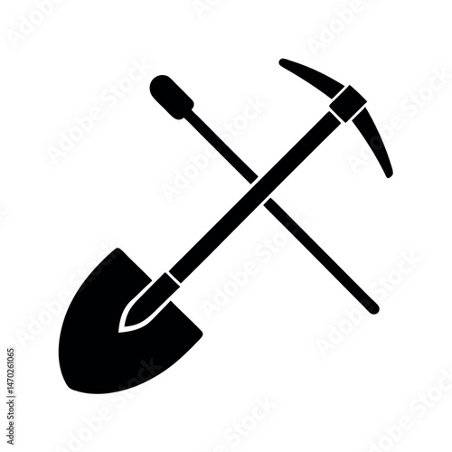 shovel and pickaxe solid icon 