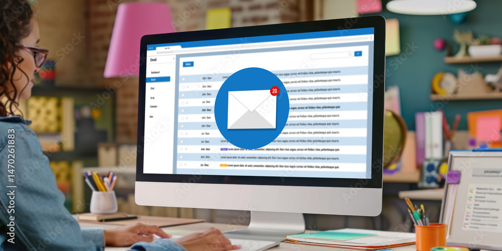 Email notification message showing on computer screen brisk. Digital marketing message information text from business to customer client Email notification message showing on computer screen brisk. Digital marketing message information text from business to customer client