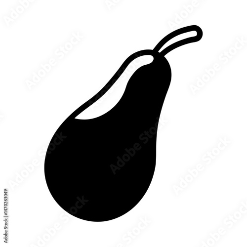Stylized black silhouette of a pear with a simple outline style