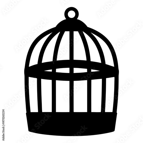 Silhouette of a birdcage, a symbol of captivity or freedom choice
