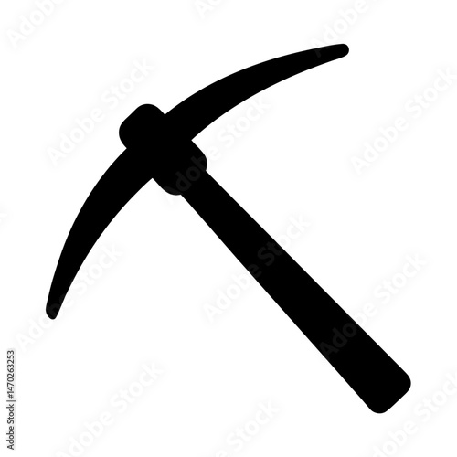 Black silhouette of a pickaxe on a white background for mining