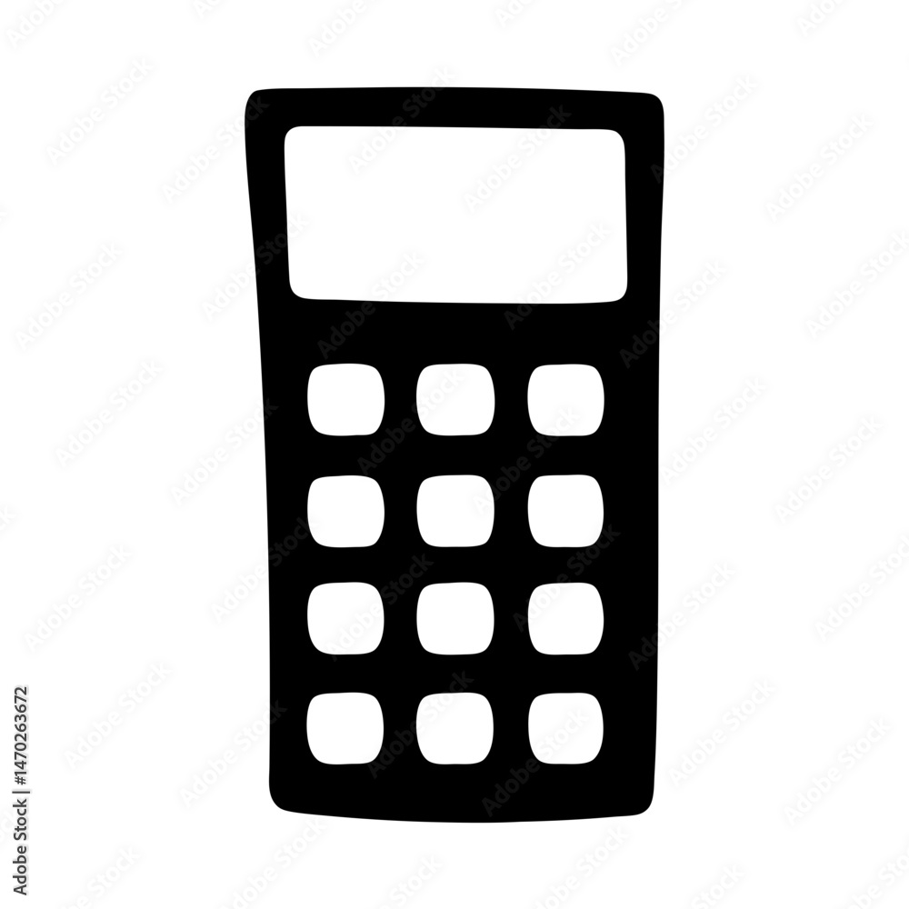 Simple Black and White Calculator Illustration for Finance and Mathematics Concepts Simple Black and White Calculator Illustration for Finance and Mathematics Concepts