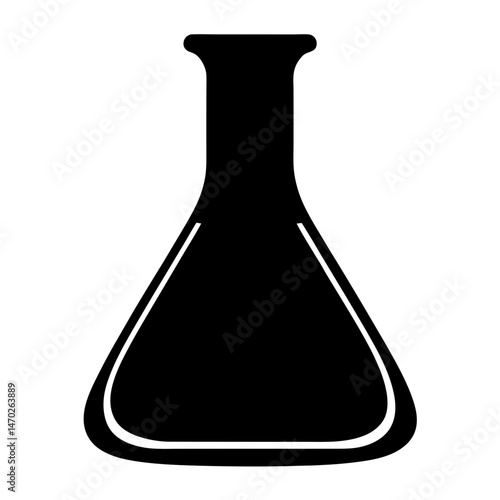 Black silhouette of an Erlenmeyer flask used for scientific laboratory experiments