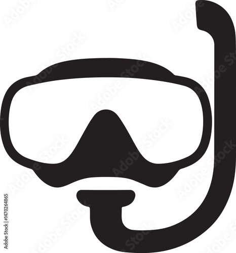Diving Mask Silhouette — Vector AI EPS, PNG Transparent, and JPEG Clipart on White Background

