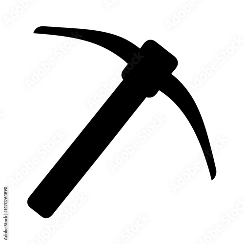 Black silhouette of a pickaxe tool used for mining and excavation