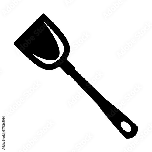 Black silhouette image of a cooking spatula or turner on white background
