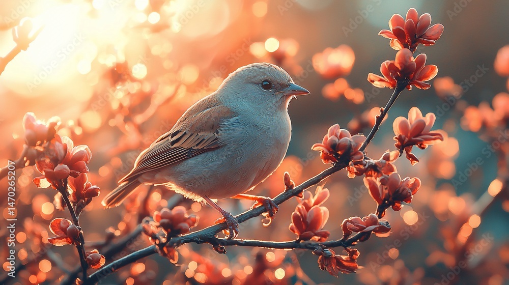 Bird in Spring Blossoms Bird in Spring Blossoms