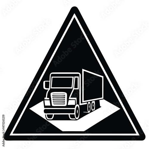 Truck driver element isolated emergency triangle reflectors on white background
