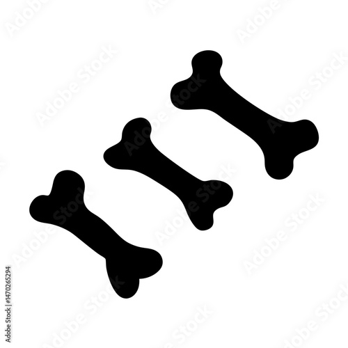 Three black bones in a row on a white background design
