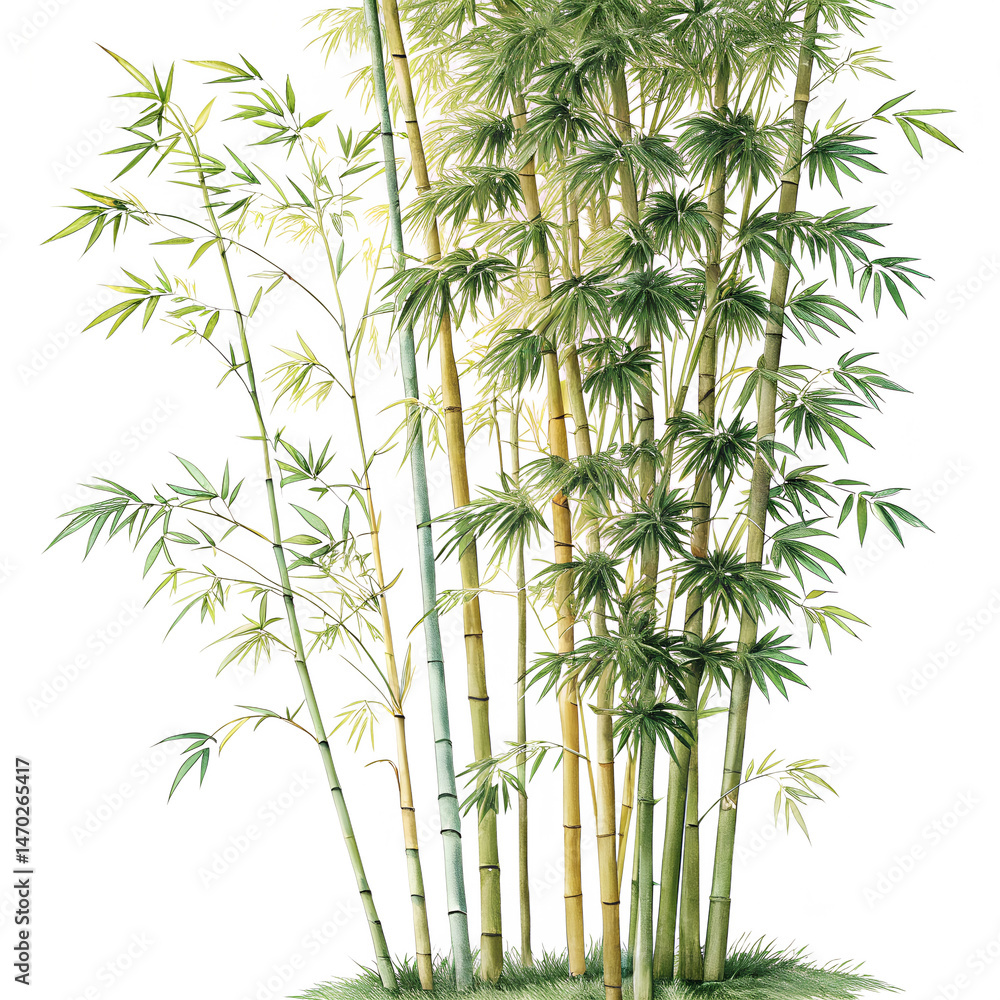 Obraz premium Watercolor Group of bamboo trees plant. isolated on transparent background