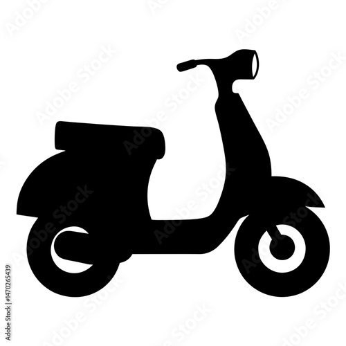 Stylish black and white retro scooter illustration with classic design elements