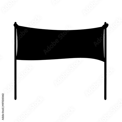 Black silhouette of a blank banner on poles, ready for text