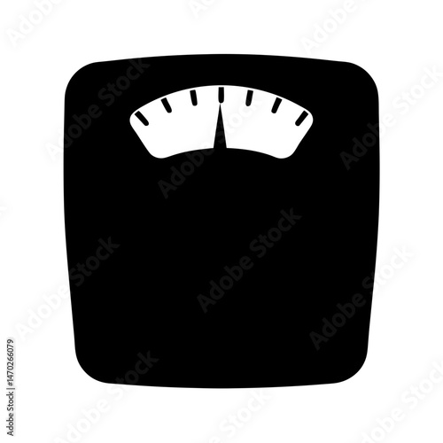 Simple silhouette illustration of a bathroom scale for weight measurement