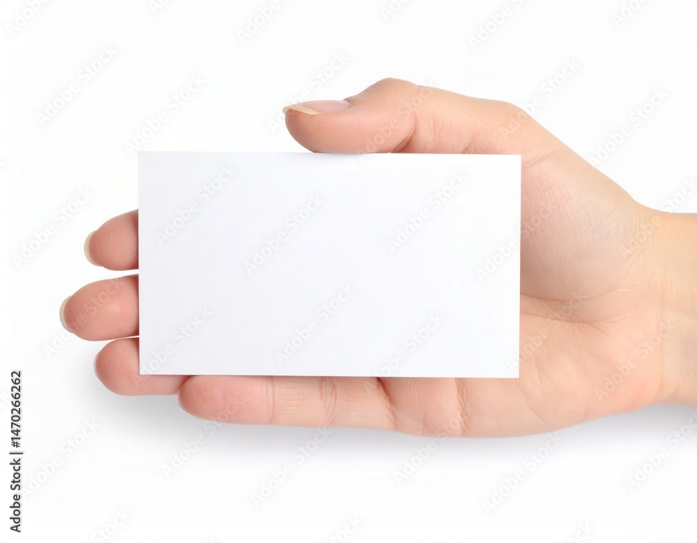 Fototapeta premium Hand holding an empty business card, mock up template