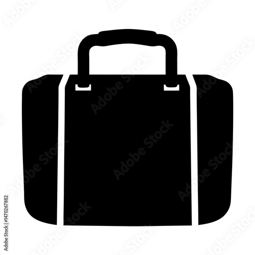 Black and white silhouette illustration of a classic suitcase or carryon bag