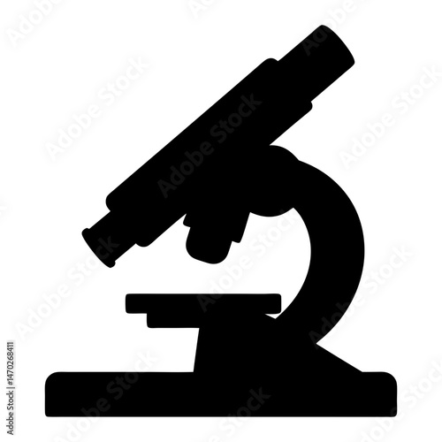 Black silhouette of a microscope representing science and research activities