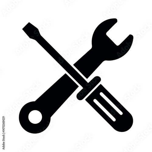 wrench and screwdriver solid icon