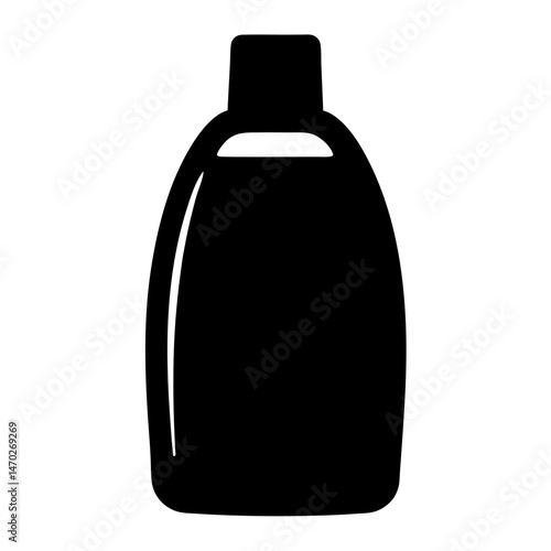 Isolated Black Bottle Silhouette for Lotion or Shampoo Product Advertisement Design