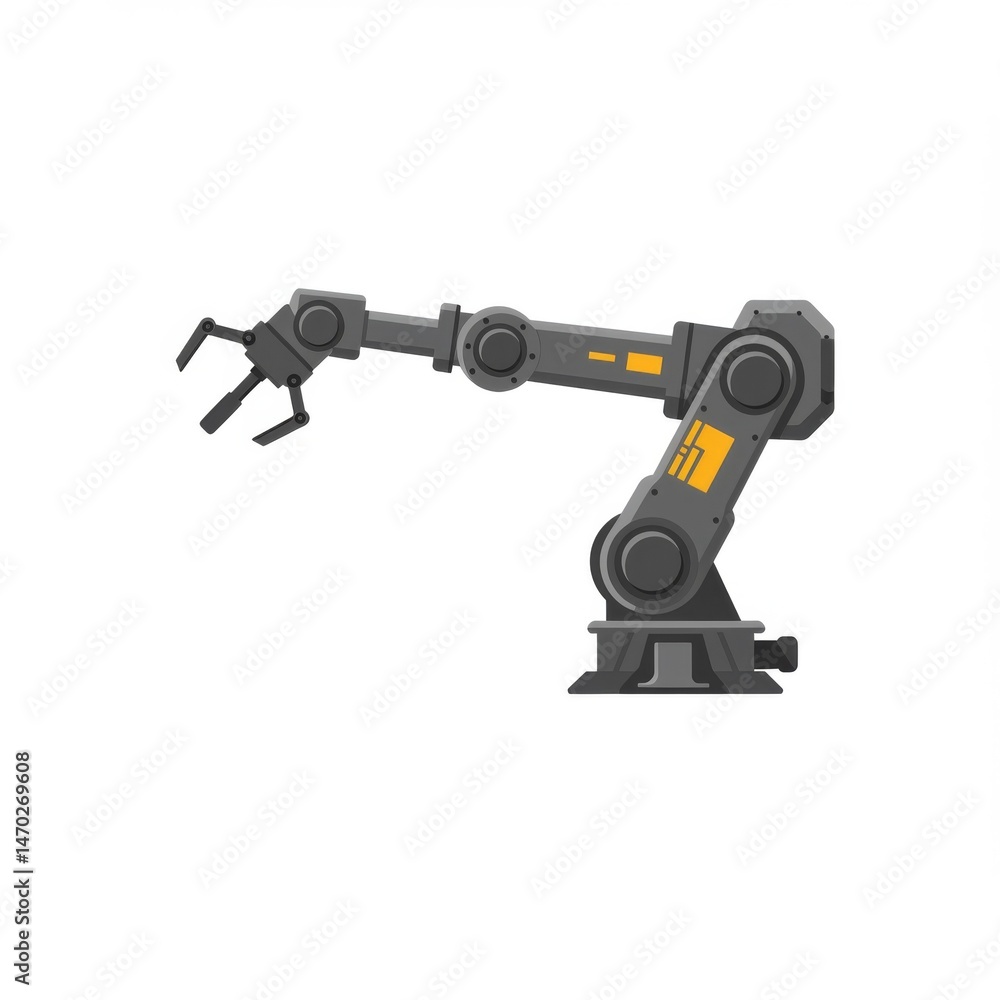 Naklejka premium Grey Robotic Arm Pixel Art Illustration