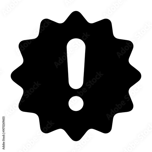 Black warning sign with exclamation point on a white background attention needed