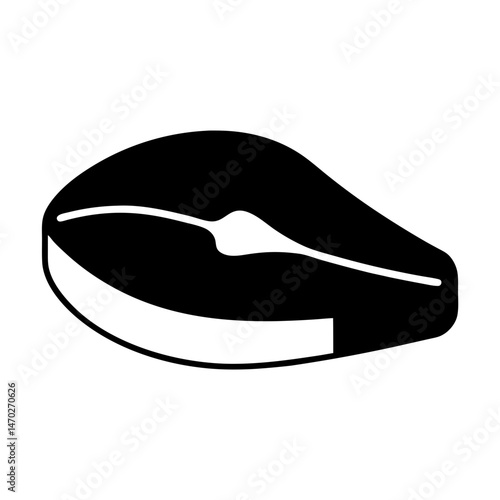 Minimalist monochrome image of a cross sectional salmon steak cut