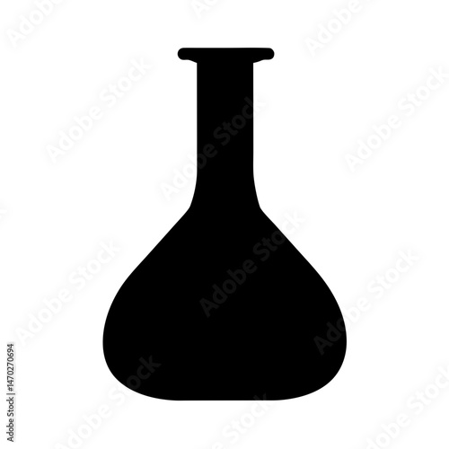 Black silhouette of a scientific flask, a chemistry experiment vessel