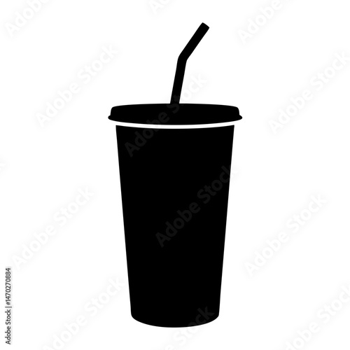 Black and white silhouette of a drink cup with straw illustration