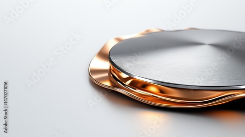 Obraz na płótnie Elegant presentation of smooth silver metallic texture with brushed aluminum foil accents showcasing industrial sheen and gradient reflections w salonie