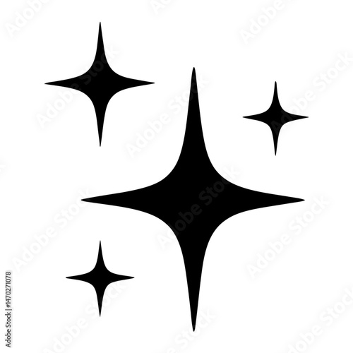 Four pointed stars creating a clean and minimalist sparkle design element