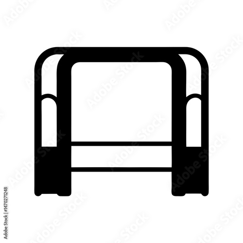 Minimalist depiction of an armchair with a square back and armrests