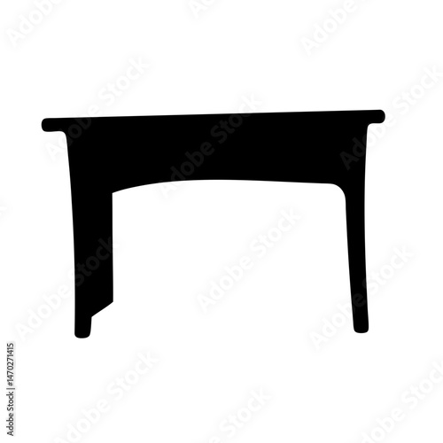 Silhouette of a simple table with slightly curved legs and top edge