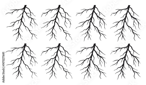Lightning Bolt Sketch Set, Hand-Drawn Monochrome Thunderbolts
